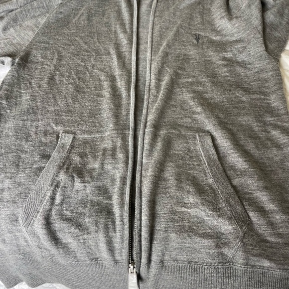 All Saints Mode Merino Wool Gray Zip-Up Men's Sweater - Picture 13 of 14